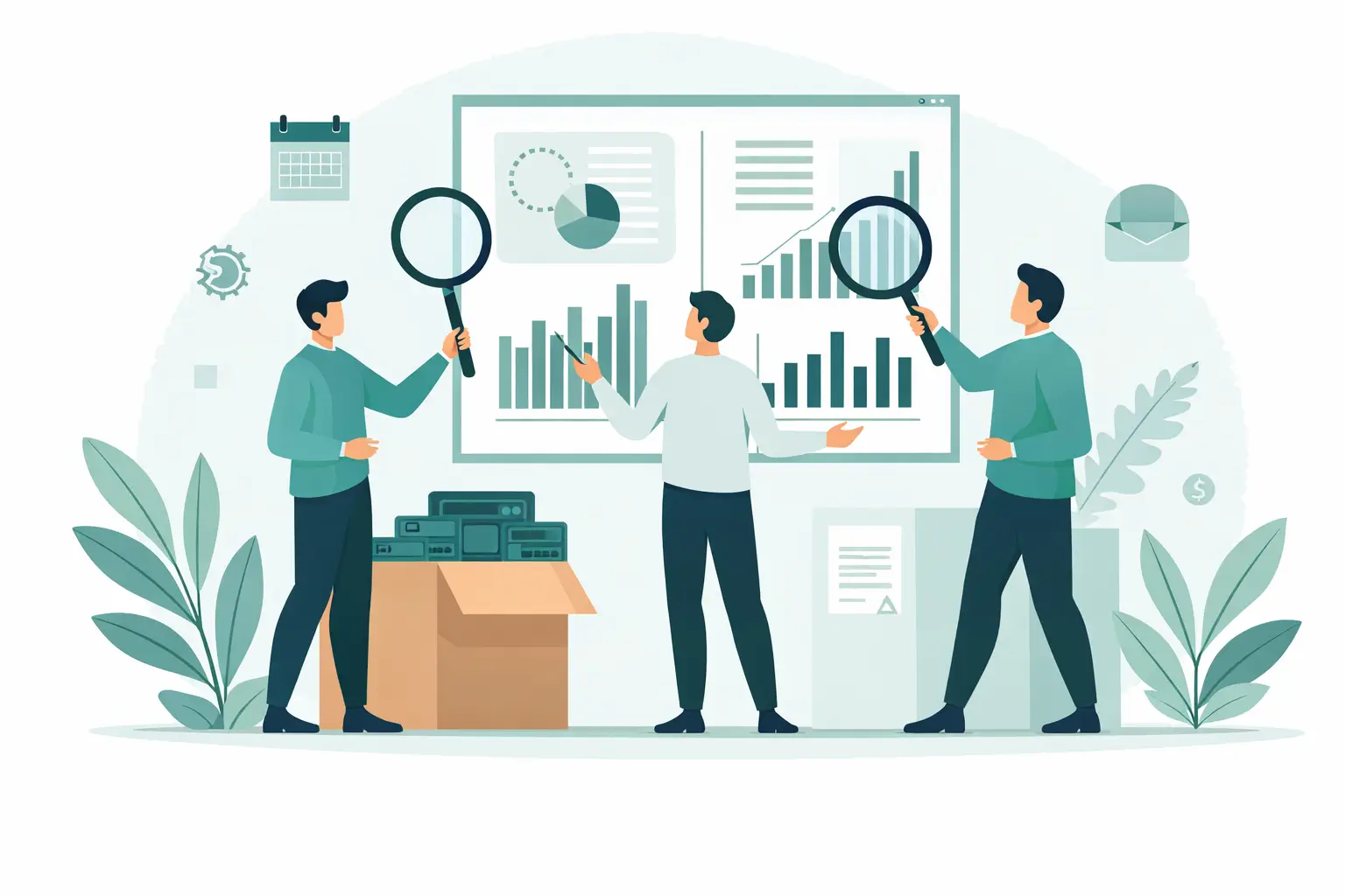 Design and planning process with team analyzing project data